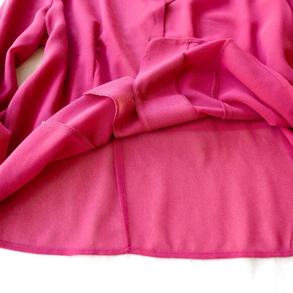 Vintage 90s Sheer Hot Pink Button Down Blouse | Coquette Barbiecore Y2k - Picture 6 of 9